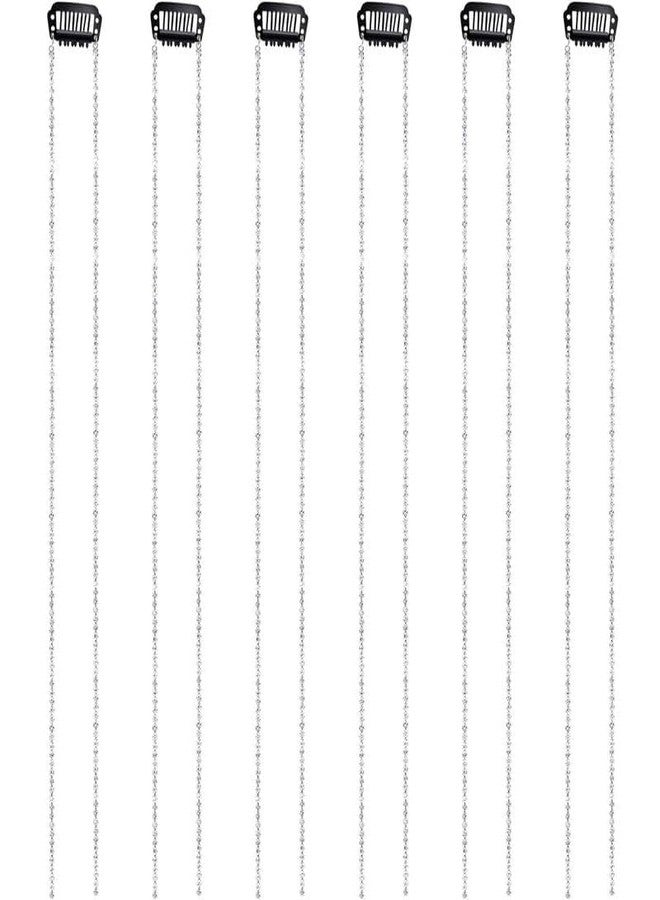 CHIROGRAPHY 6 Pcs Premium Rhinestone Hair Chains Rhinestone Hair Accessories, Crystal Hair Extensions Pearl Hair Charm silver Gold Hair Pins Hair Rhinestones for Braids for Women 6 Count(Shiny Gold) - Image 2