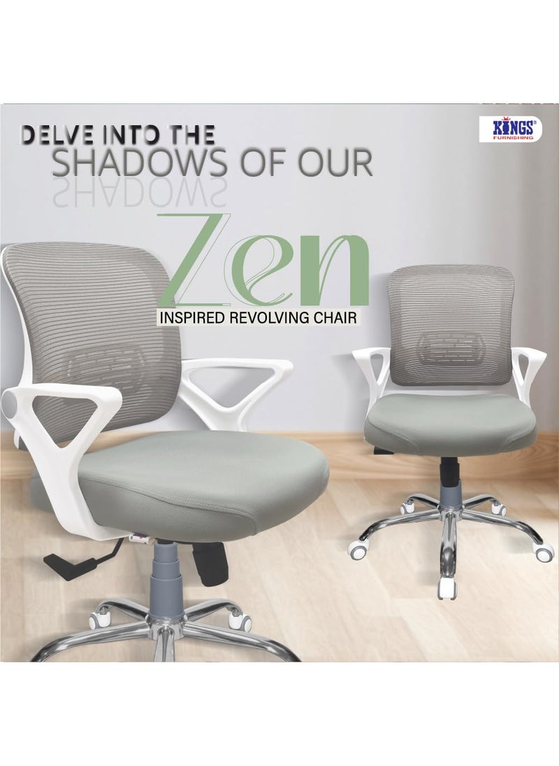 KINGS FURNISHNG Kings Furnishing Zen Enhance Your Smaller Workspace with Ergonomic Spider Chrome Revolving Chairs Ideal for Home Study Office Computer Workstation 5 Years Warranty White Medium Back  - Image 3