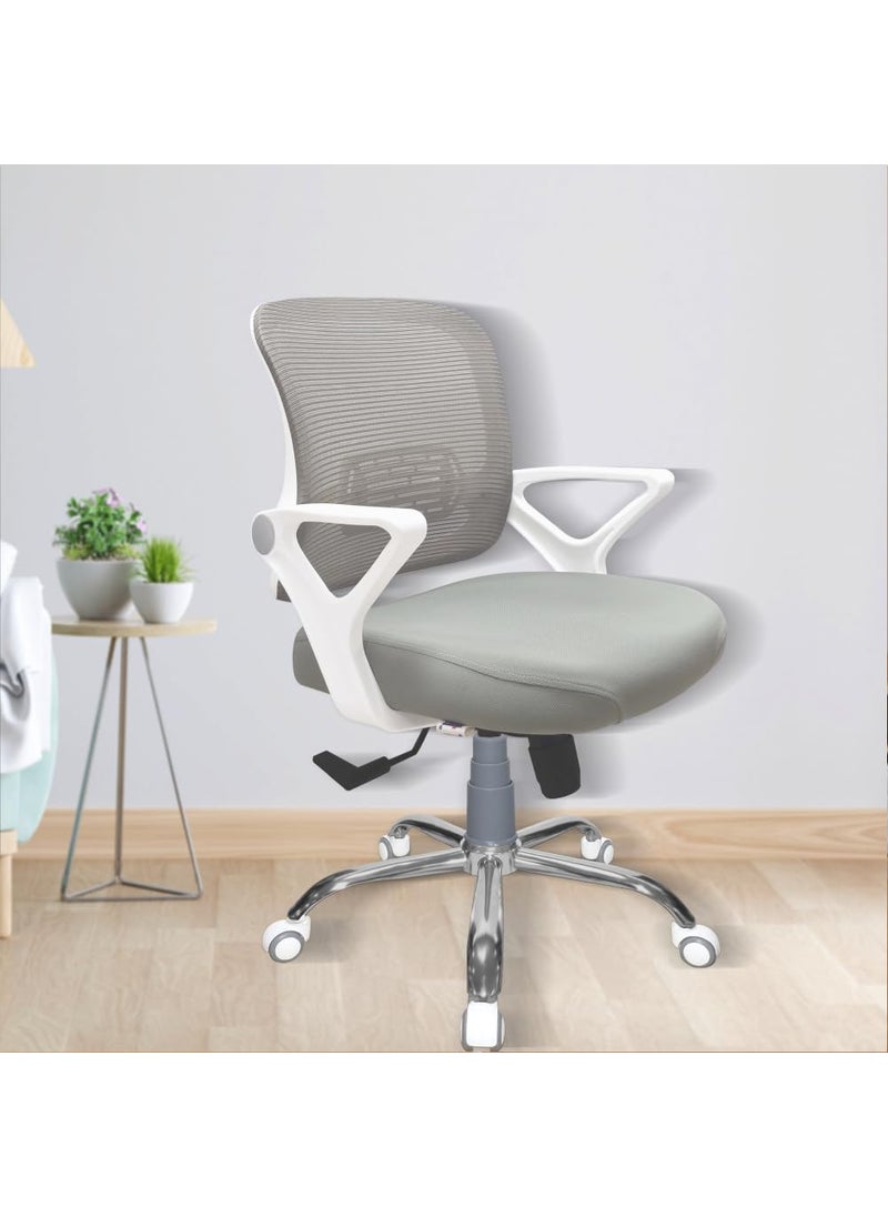 KINGS FURNISHNG Kings Furnishing Zen Enhance Your Smaller Workspace with Ergonomic Spider Chrome Revolving Chairs Ideal for Home Study Office Computer Workstation 5 Years Warranty White Medium Back  - Image 1