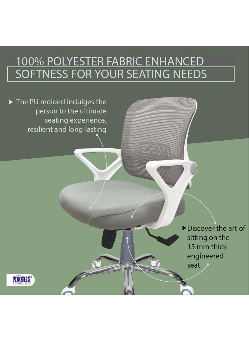 KINGS FURNISHNG Kings Furnishing Zen Enhance Your Smaller Workspace with Ergonomic Spider Chrome Revolving Chairs Ideal for Home Study Office Computer Workstation 5 Years Warranty White Medium Back  - Image 5