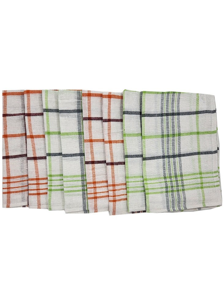 BYFT Orchard Green & Orange Multi Checks (50 x 70 Cm)  Tea Towel-Set of 6  - Image 3