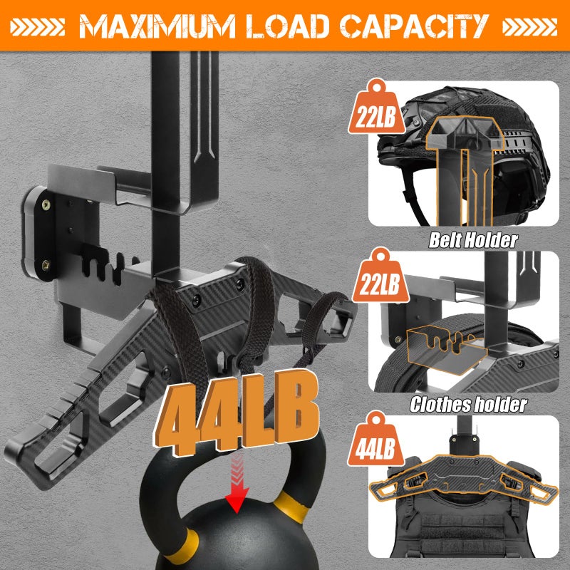 HLOGREE Motorcycle Helmet Holder Rack Wall Mount, Tactical Equipment, Metal Helmet Holder Mount with Hooks, 88lbs Load Capacity, for Motorcycles, Baseballs, Rugby, Military Equipment - Image 5