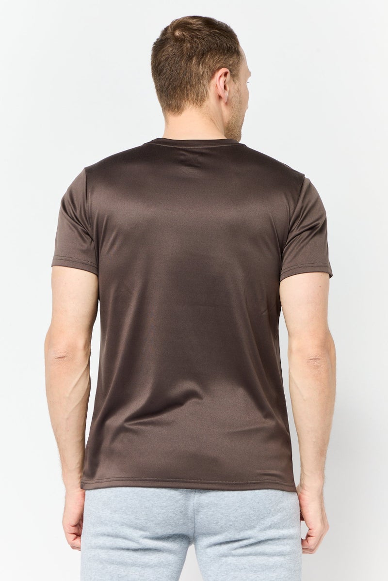 TapouT Men Sportswear Fit Short Sleeves Training T-Shirt, Dark Brown  - Image 2
