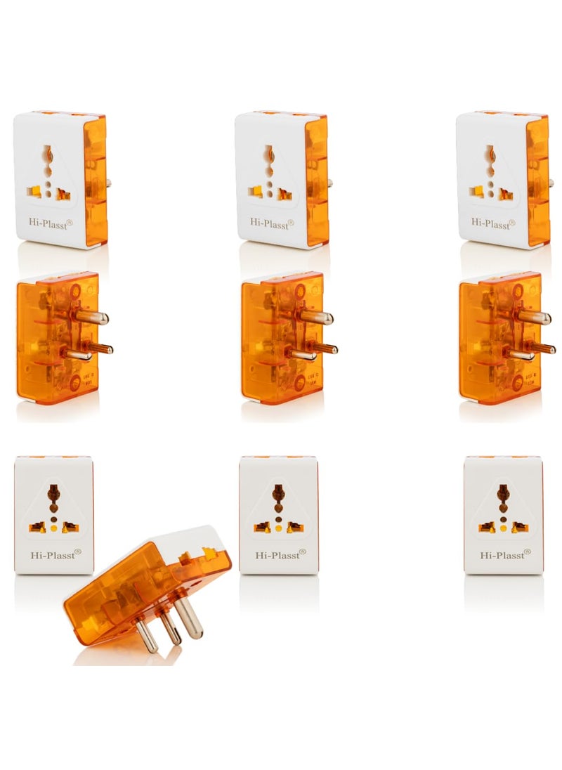 HI PLASST PINS N PLUGS HiPlasst 10 Pieces Universal Multi Plug Adapter Anchor 6A 3 Pin Multi Plug Socket with Extension Socket White Electrical Travel Adapter  - Image 1