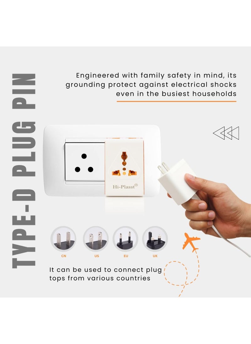 HI PLASST PINS N PLUGS HiPlasst 10 Pieces Universal Multi Plug Adapter Anchor 6A 3 Pin Multi Plug Socket with Extension Socket White Electrical Travel Adapter  - Image 3