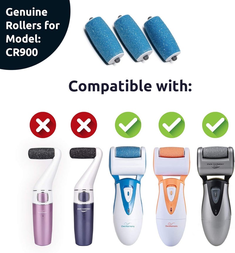 Own Harmony Extra Coarse 3 Refill Rollers Best Fit for Electric Callus Remover CR900 - Foot Care for Healthy Feet - Pedicure File Tools - Replacement 3 Pack Extra Coarse (Blue) - Image 3
