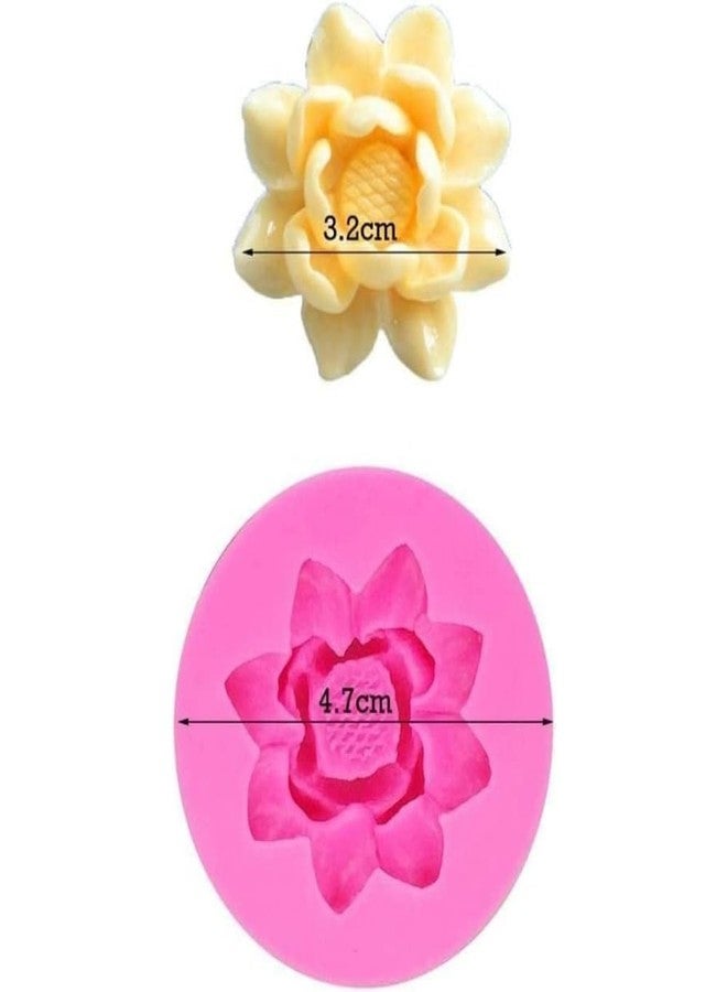 Zenarao Pink 3D Flower Lotus Silicone Mold for DIY Cupcake Cake Topper Decoration, Jelly Shots Fondant Mold Crystal Handmade Ice Cream Soap Mould, Gum Paste Molds - Image 2