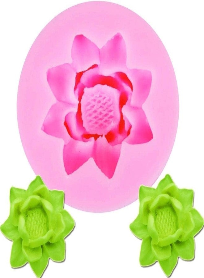 Zenarao Pink 3D Flower Lotus Silicone Mold for DIY Cupcake Cake Topper Decoration, Jelly Shots Fondant Mold Crystal Handmade Ice Cream Soap Mould, Gum Paste Molds - Image 3