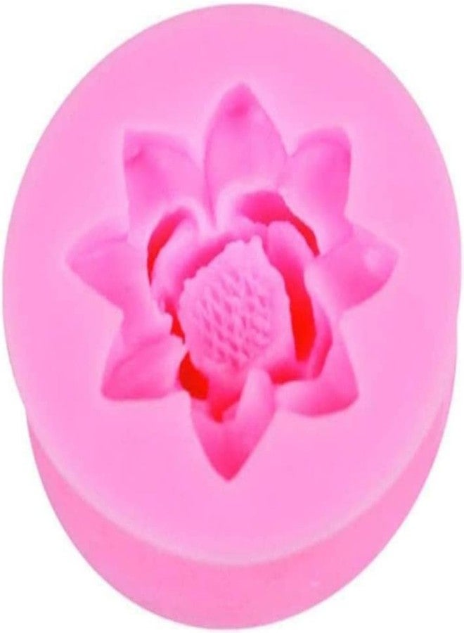 Zenarao Pink 3D Flower Lotus Silicone Mold for DIY Cupcake Cake Topper Decoration, Jelly Shots Fondant Mold Crystal Handmade Ice Cream Soap Mould, Gum Paste Molds - Image 5