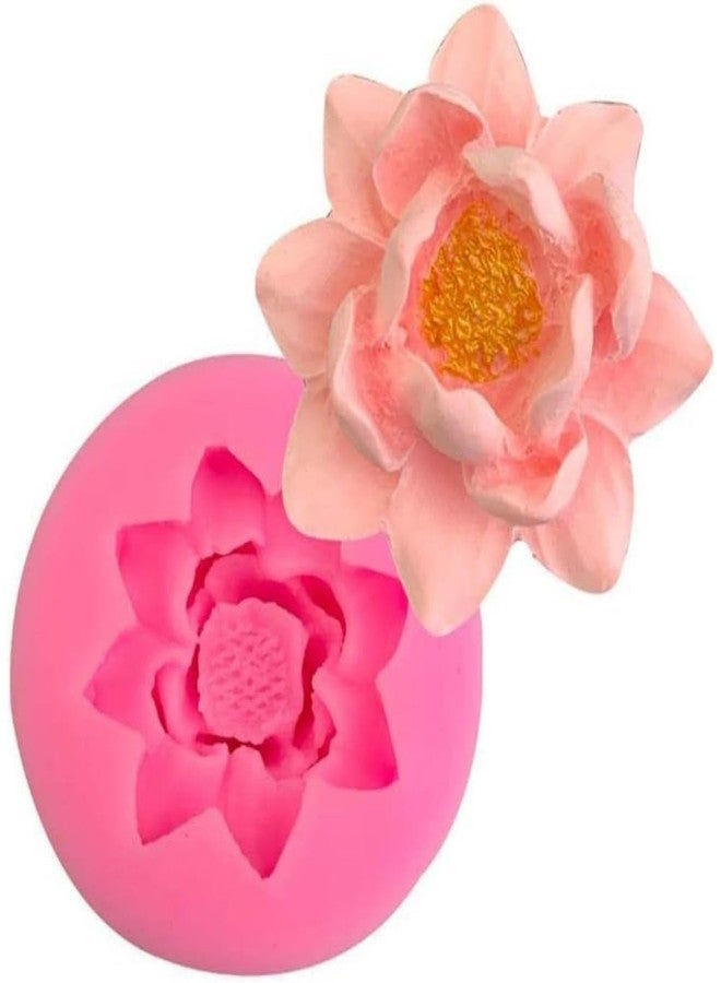 Zenarao Pink 3D Flower Lotus Silicone Mold for DIY Cupcake Cake Topper Decoration, Jelly Shots Fondant Mold Crystal Handmade Ice Cream Soap Mould, Gum Paste Molds - Image 1