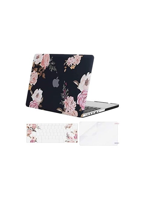 Case Only Compatible with MacBook Pro Retina 13 inch (Models: A1502 & A1425) (Older Version Release 2015 - end 2012), Plastic Hard Shell Case & Keyboard Cover & Screen Protector, Peony Blossom