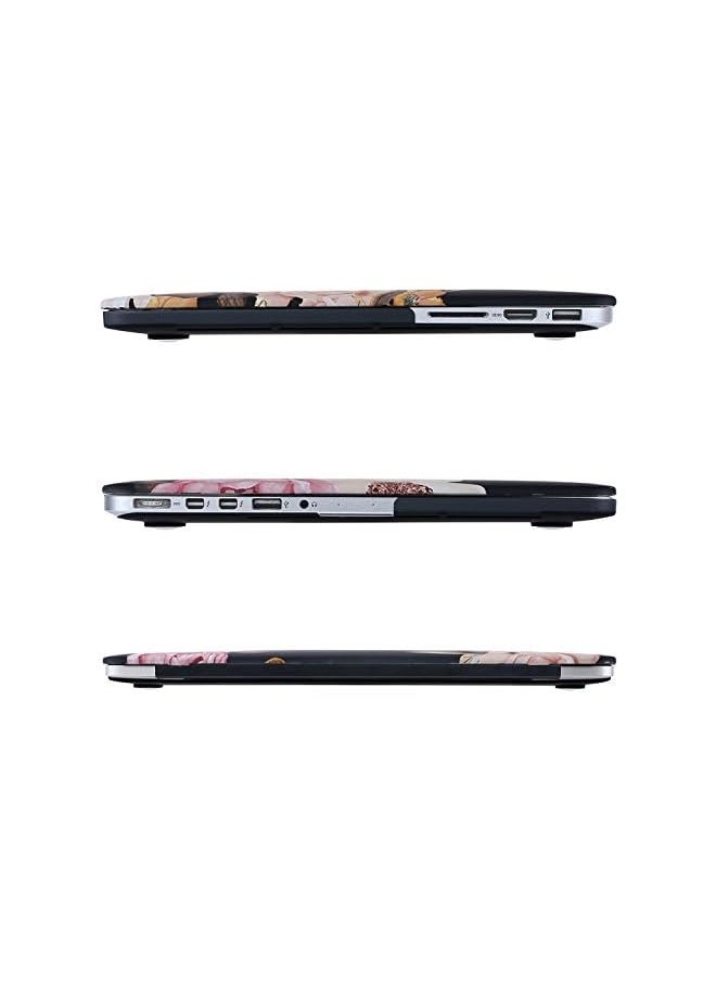 Case Only Compatible with MacBook Pro Retina 13 inch (Models: A1502 & A1425) (Older Version Release 2015 - end 2012), Plastic Hard Shell Case & Keyboard Cover & Screen Protector, Peony Blossom