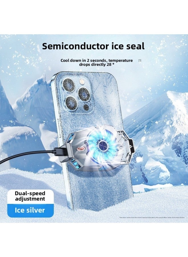 Mobile Phone Radiator Frozen Semiconductor Refrigeration Cooling Back Clip Chicken Game Live Artifact Electronic Competition Universal-Color:X2 【plug-in Model】 Ice Silver - Image 1