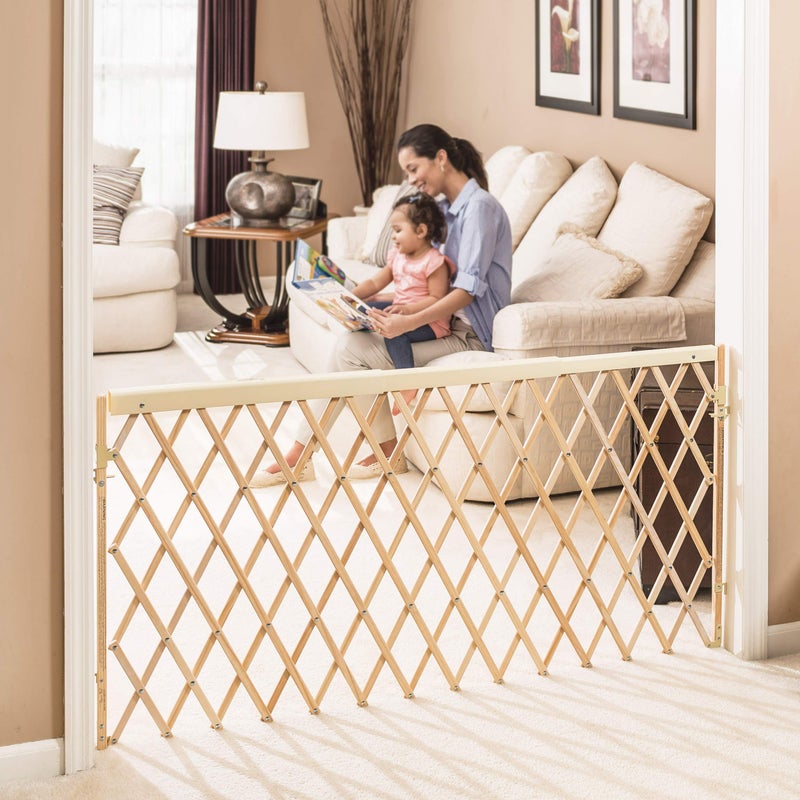 Evenflo Expansion Walk-Thru Room Divider Baby Gate, Natural Wood - Image 4