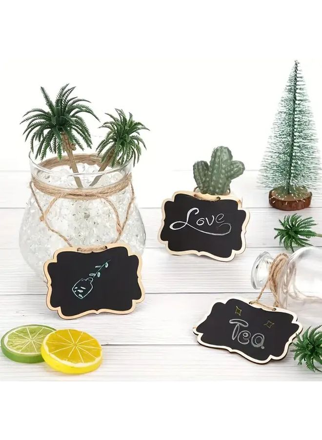 Qty 10 Double Sided Wooden Craft Blackboard With Hemp Rope Pendant Wall Mounted DIY Welcome Decorative Sign For Home Contemporary Style Multi Purpose Use No Power Required - Image 1