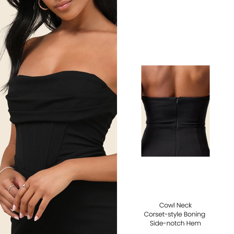Lulus Sunset Corset Bodycon Mini Dress Womenâ€™s Strapless Sweetheart Neckline Cocktail Dress with Corset Boning and Gummy Tape Black - Image 2