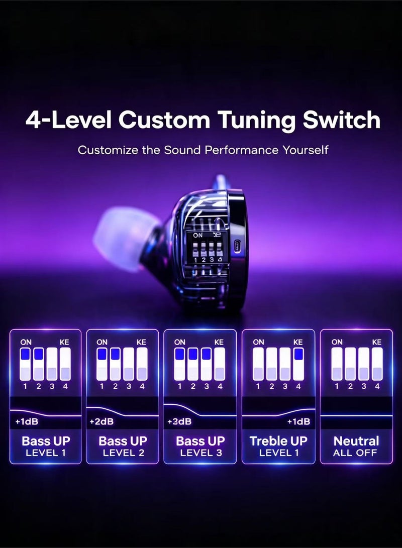 KZ ZS10 PRO 2 In Ear Monitor IEM, 1DD+4BA Hybrid Wired Earbuds, with 4-Level Tuning Switch, 3-Way Crossover Gaming Earbuds, Silver-plated IEM Cable for Musician Audiophile and Gamers(With Mic) - Image 4