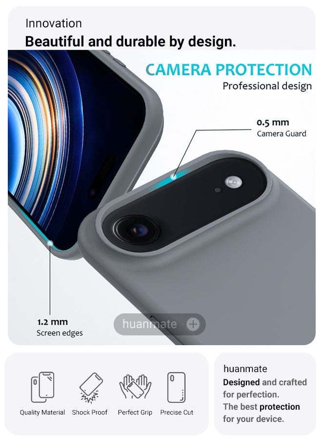 huanmate Apple iPhone Air Silicone Cover Grey - Premium 2.0mm TPU Silicon, Enhanced Camera Protection with Lens Shield, Shockproof & Water-Proof Cover for Apple iPhone Air - Image 2