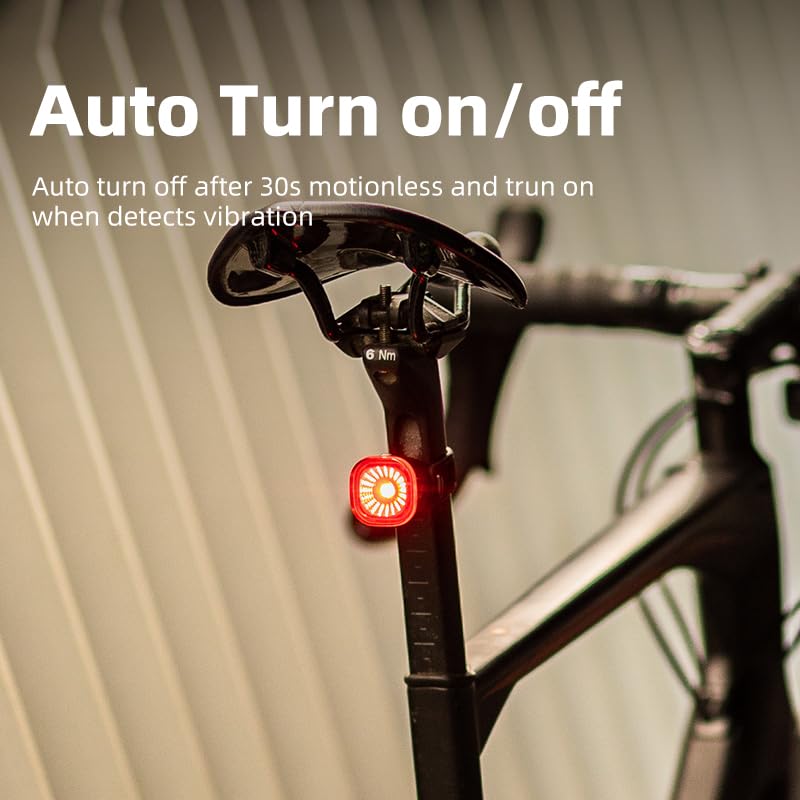 XOSS XR01 Smart Bike Tail Light, IPX6 Waterproof Brake Sensing Rear Lights, USB-C Rechargeable Auto ON/Off Bike Brake Light - Image 3