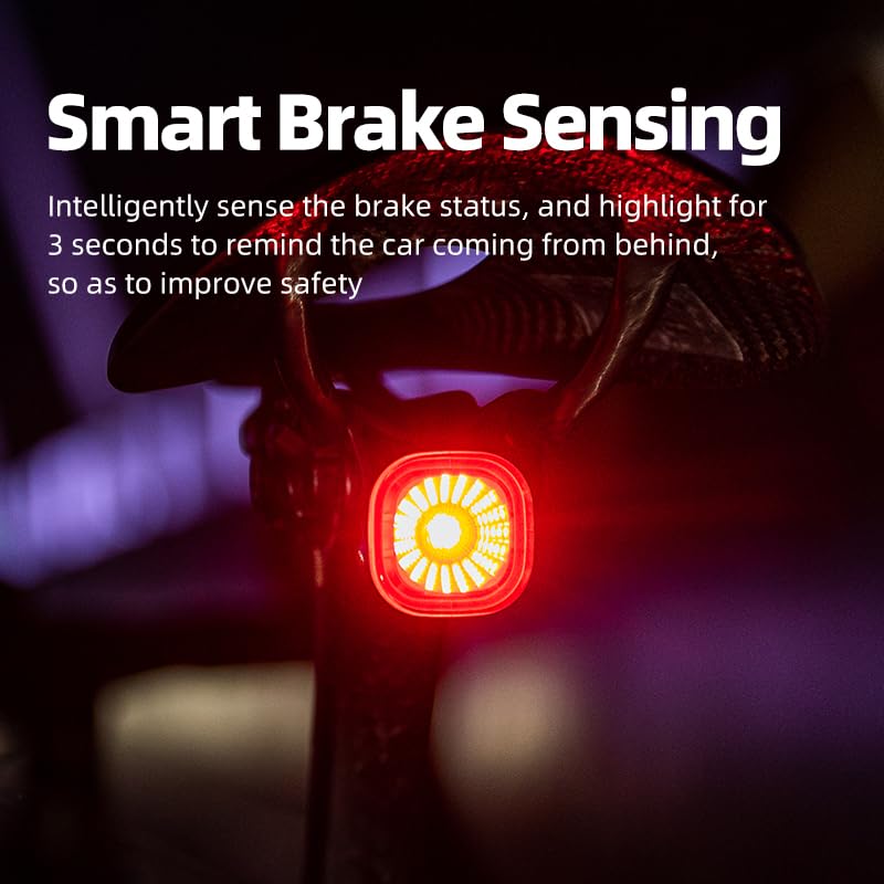 XOSS XR01 Smart Bike Tail Light, IPX6 Waterproof Brake Sensing Rear Lights, USB-C Rechargeable Auto ON/Off Bike Brake Light - Image 2
