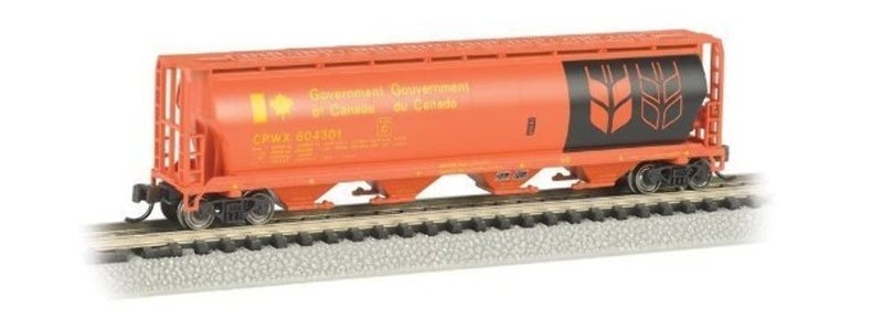 Bachmann Industries Inc. Canadian 4-Bay Cylindrical Grain Hopper Government of Canada - N Scale, Red - Image 3