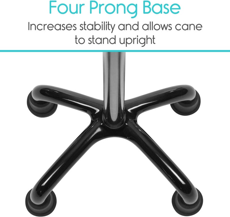 Vive UltraLightweight Quad Cane  Carbon Fiber Walking Stick for Men  Women  Adjustable Ergonomic Grip Handle  Nonslip 4 Prong Rubber Tips for Right Left Stability Support  Mobility Travel Aid - Image 4