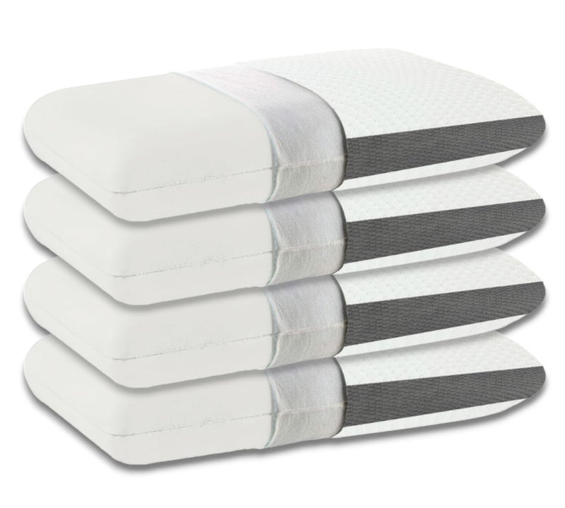CUSHIO Memory Foam Pillow - 22"x14"x3.5" Inches (Pack of 4) Orthopedic Bed Pillow for Neck & Shoulder Pain Relief - Wake Up Refreshed - Free Pillow Cover (White) - Image 1