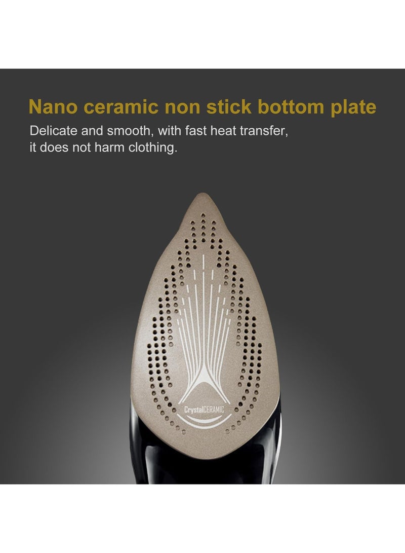 Cordless Iron,Steam Iron 2400W,Lightweight Portable Steam-Dry Iron for Clothes,Non-Stick Soleplate Home Steam Iron,Anti-drip Iron,Steam Control System,360mL Water Tank(UK Plug) Green  - Image 5