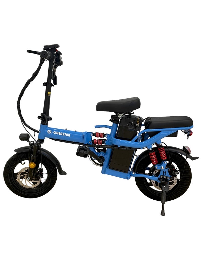 Chenxian Adult Electric Bicycle Bike Foldable Commuter Electric Bike 400W Motor 14 Inch 48V Electric Bike 13Ah Lithium Battery City Bike Max Speed 45Kmph Disc Brake Outdoor Riding  - Image 1