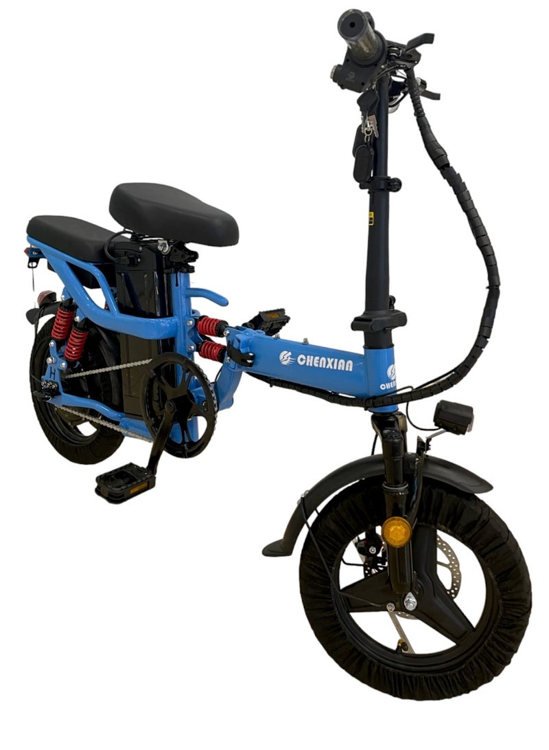 Chenxian Adult Electric Bicycle Bike Foldable Commuter Electric Bike 400W Motor 14 Inch 48V Electric Bike 13Ah Lithium Battery City Bike Max Speed 45Kmph Disc Brake Outdoor Riding  - Image 2