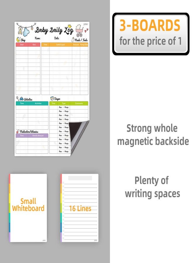 JJPRO Newborn Baby or Toddler Log Tracker Whiteboard - Reusable Daily Planner Chart to Log Feeding Food, Sleep&Naps, Diaper Change and Daily Activities - for New Parents,Nanny, Babysitter - Image 4