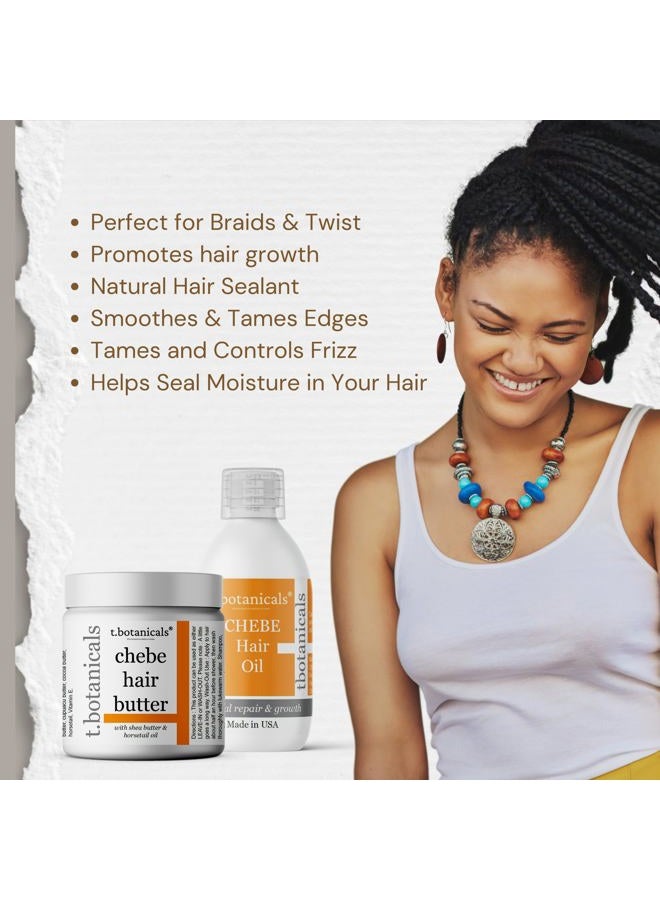t.botanicals مجموعة نمو الشعر من الزيوت والزبدة من تشاد أفريقيا - 4 أونصات من زيت الشيب، 8 أونصات من زبدة الشيب مع ذيل الحصان (لافندر) - Image 3