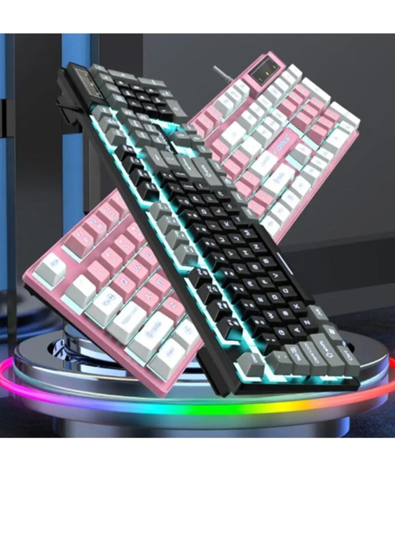 Forev FV-Q8 Wired Gaming Keyboard Esports Light-Emitting Office Desktop Laptop Wired Film Wired Keyboard Multicolour - Image 4
