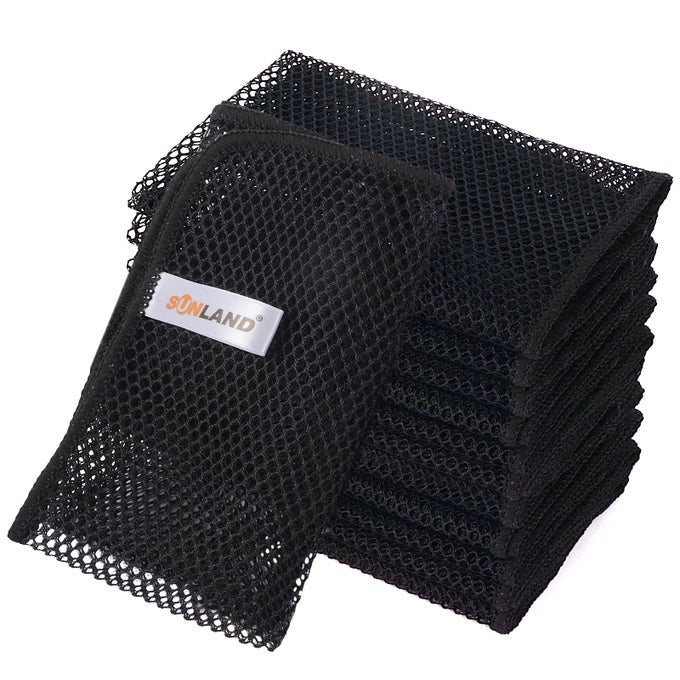 MESH DISH CLOTHS FOR WASHING DISHES NO ODOR DISHES SCRUBBER FOR KITCHENFAST DRYING AND EASY TO CLEAN MESH DISH CLOTH 12 PACK 12INCH X12INCH BLACK