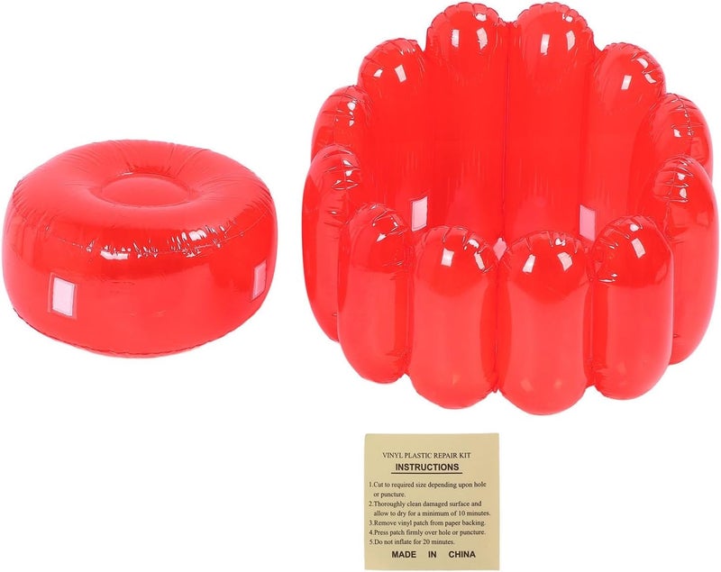 Inflatable Sofa Chair, Portable Blow Up Couch with Transparent Candy Color Design, PVC Inflatable Seat for Indoor Outdoor Use in Living Room Bedroom Pool Party - Image 1