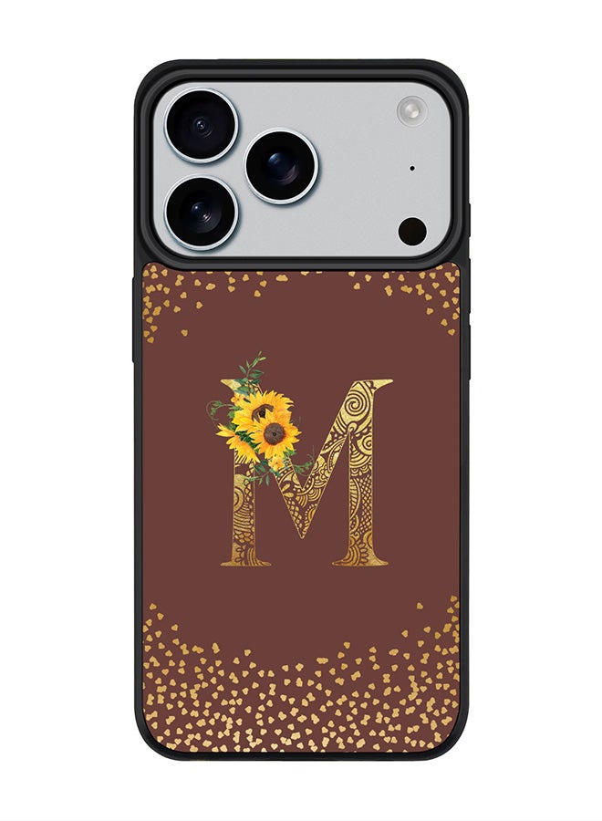 Stylizedd iPhone 17 Pro Case, [Compatible with MagSafe] Slim Magnetic cover Phone Case iPhone 17 Pro -Custom Floral Monogram - M  (Brown ) - Image 1