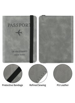Generic Passport Holder Wallet Cover Case, Passport Case with RFID Blocking, PU Leather Travel Document Holder for Men and Wen Travel Accessories (Grey)  - Image 5