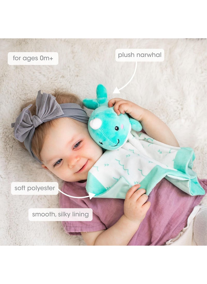 pearhead Pearhead Narwhal Security Blanket Soft Baby Lovey for Babies Snuggle Toy Stuffed Animal Newborn Infant and Toddler Security Toy Baby Boy or Baby Girl Lovie New Baby Gift Blue Whale Lovey  - Image 2