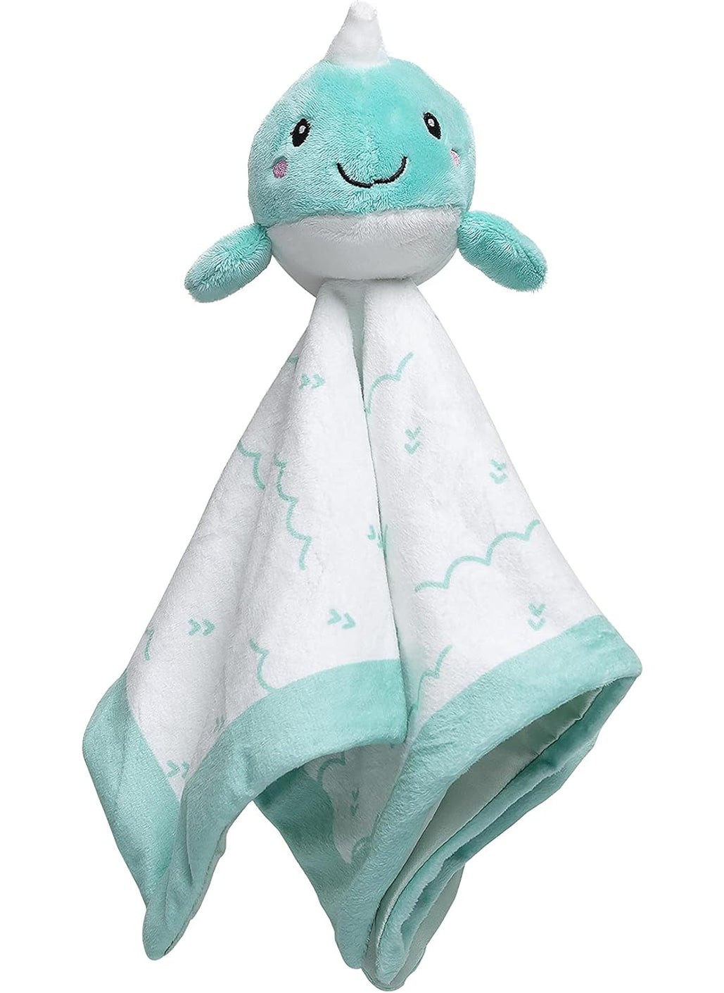 pearhead Pearhead Narwhal Security Blanket Soft Baby Lovey for Babies Snuggle Toy Stuffed Animal Newborn Infant and Toddler Security Toy Baby Boy or Baby Girl Lovie New Baby Gift Blue Whale Lovey  - Image 1
