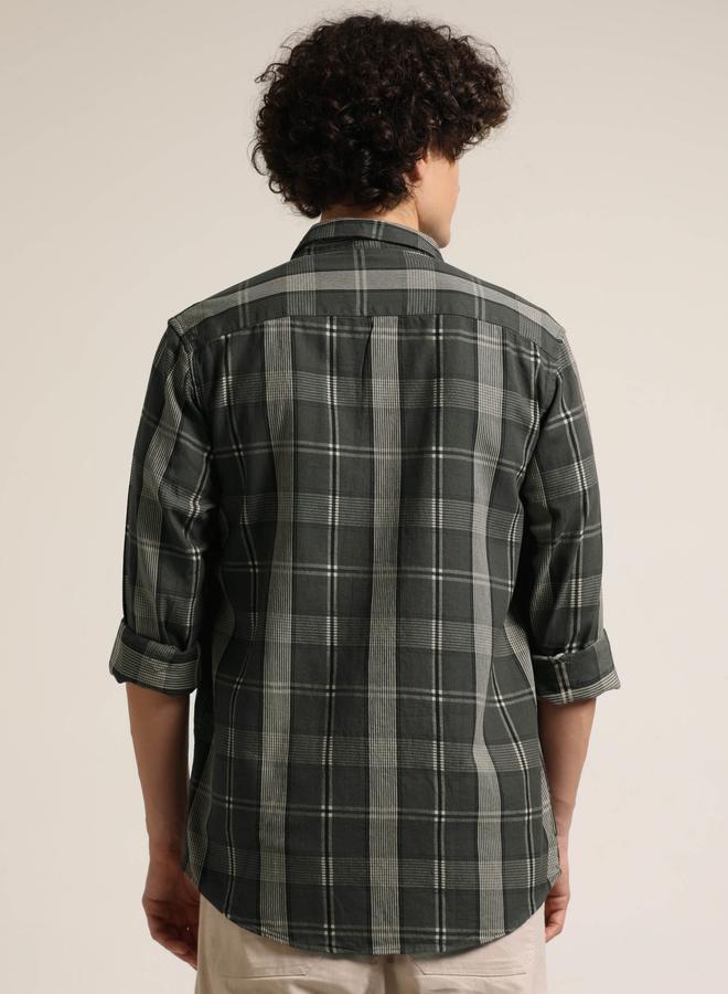 بوشيرت قميص كاجوال مطبع بنمط مربعات - Image 3