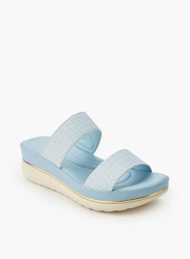 Women Monogram Print Wedge Sandals