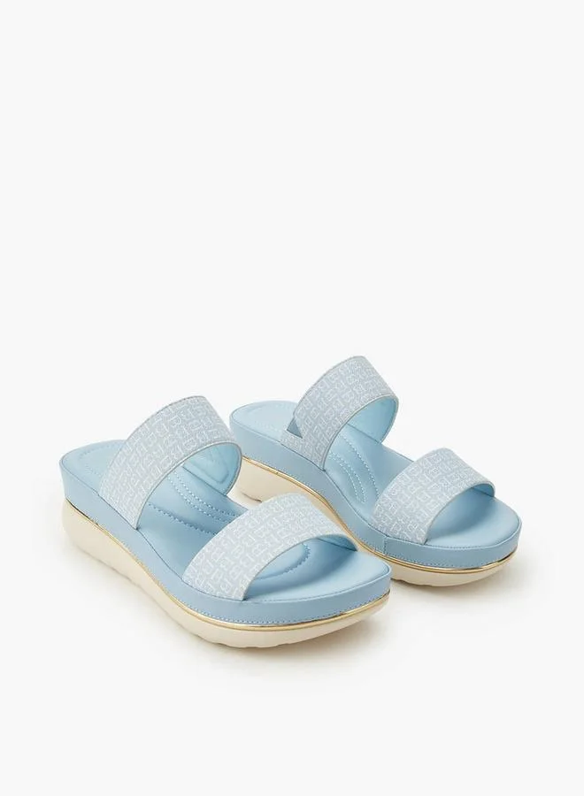 Women Monogram Print Wedge Sandals