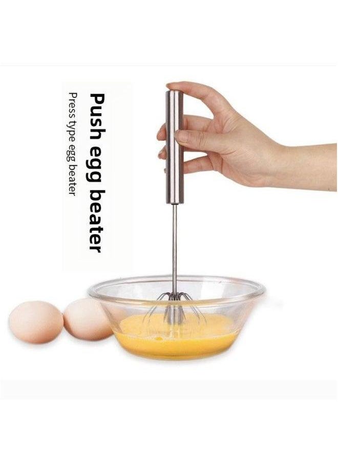 Generic Household Stainless Steel Semi-automatic Rotary Egg Beater Kitchen Baking Tool Manual Press Blender-Color:Stainless Spring  - Image 3