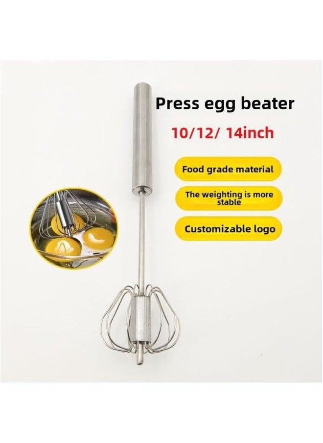 Generic Household Stainless Steel Semi-automatic Rotary Egg Beater Kitchen Baking Tool Manual Press Blender-Color:Stainless Spring  - Image 2