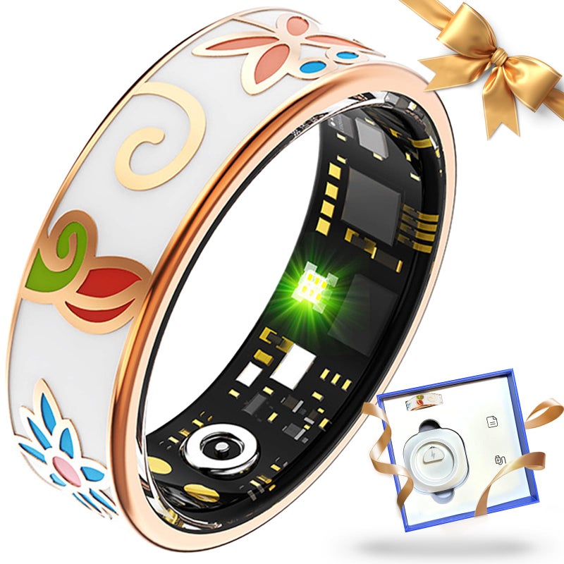 Kuxlagz Smart Ring Health Tracker for Women Men, Sleep Tracker with Heart Rate,SpOâ‚‚,Blood Pressure, Fitness Ring for Activity Monitoring, No Subscription, Step Tracker Ring for ios&Android (Enamel color,#10) - Image 1