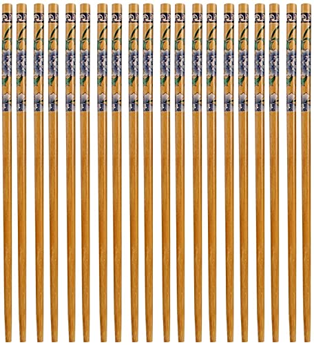 SCHUBERT Set of 10 Pairs Designer Natural Round Bamboo Reusable Chopsticks, Size 9.5 Inch(Color & Design May Vary) - Image 2