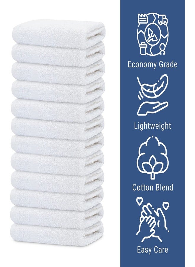 GOLD TEXTILES 12 Pack Economy White Washcloths Set (12x12 inches) - Cotton Blend Commercial Grade Cleaning Rags, Quick Drying & Soft Face Cloths, Fingertip Towels for Bathroom, Spa, Gym, and Kitchen - Image 2