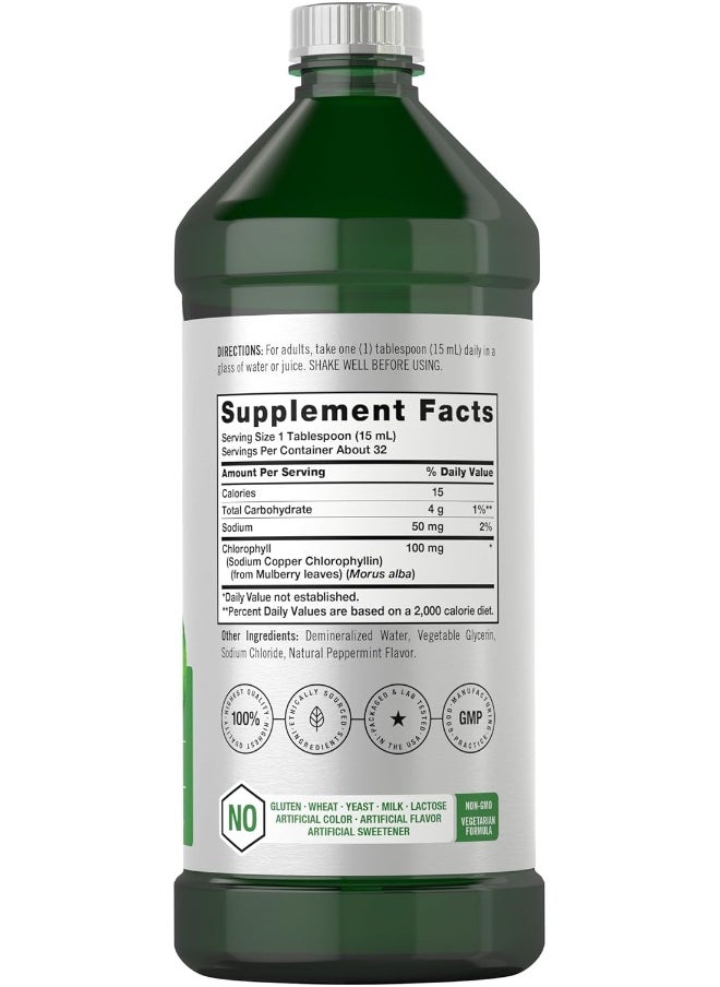 Horbaach Horbaach Liquid Chlorophyll 950ml (2 x 470ml Bottles) Vegetarian, Non GMO, Gluten Free Unflavored 100 mg Chlorophyll Internal Deodorant  - Image 2