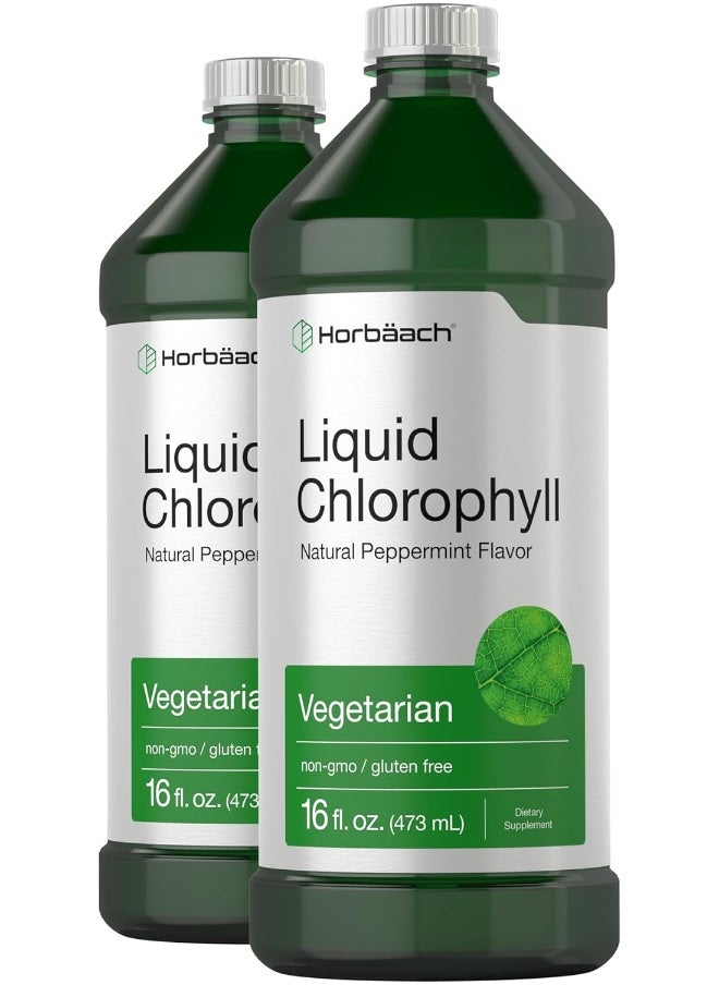 Horbaach Horbaach Liquid Chlorophyll 950ml (2 x 470ml Bottles) Vegetarian, Non GMO, Gluten Free Unflavored 100 mg Chlorophyll Internal Deodorant  - Image 1