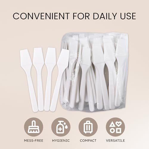 PANA 200pcs Cosmetic Make Up Disposable Plastic 25 Spatulas Skin Care Facial Cream Mask Spatula WHITE200 Pieces in a Box - Image 5